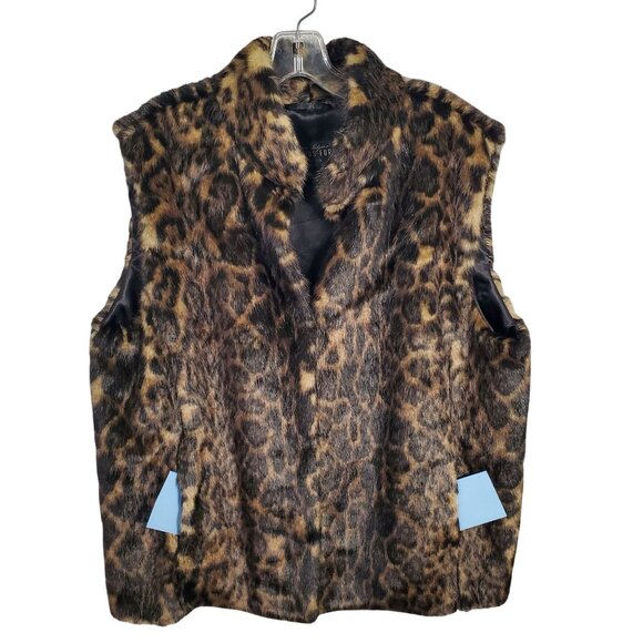 Donna Salyers Fabulous Faux Fur Size XL Vest Coat Leopard Print Plush Furry Cozy - Picture 6 of 12